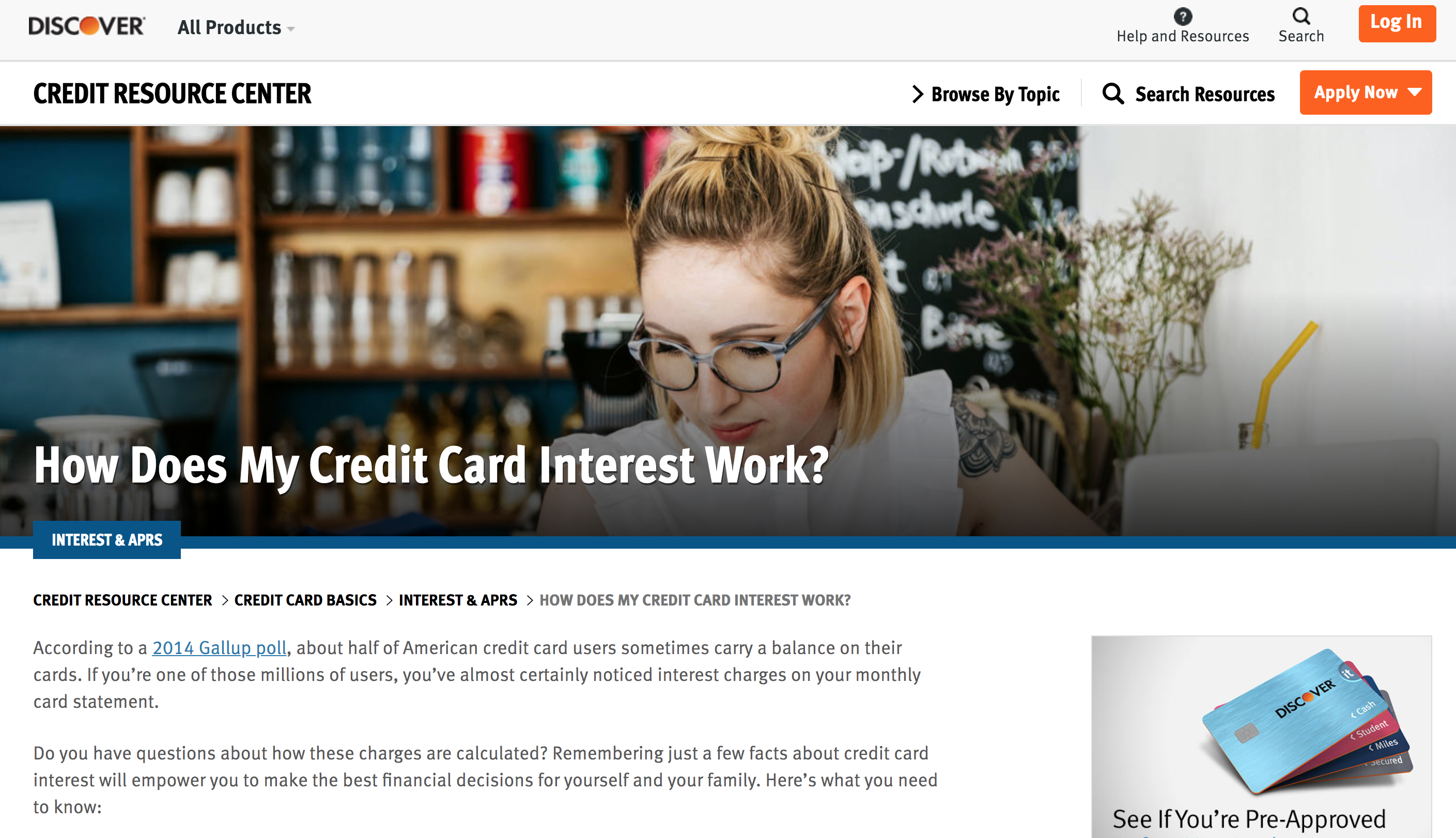 A redirect to a new educational page for US credit card company Discover