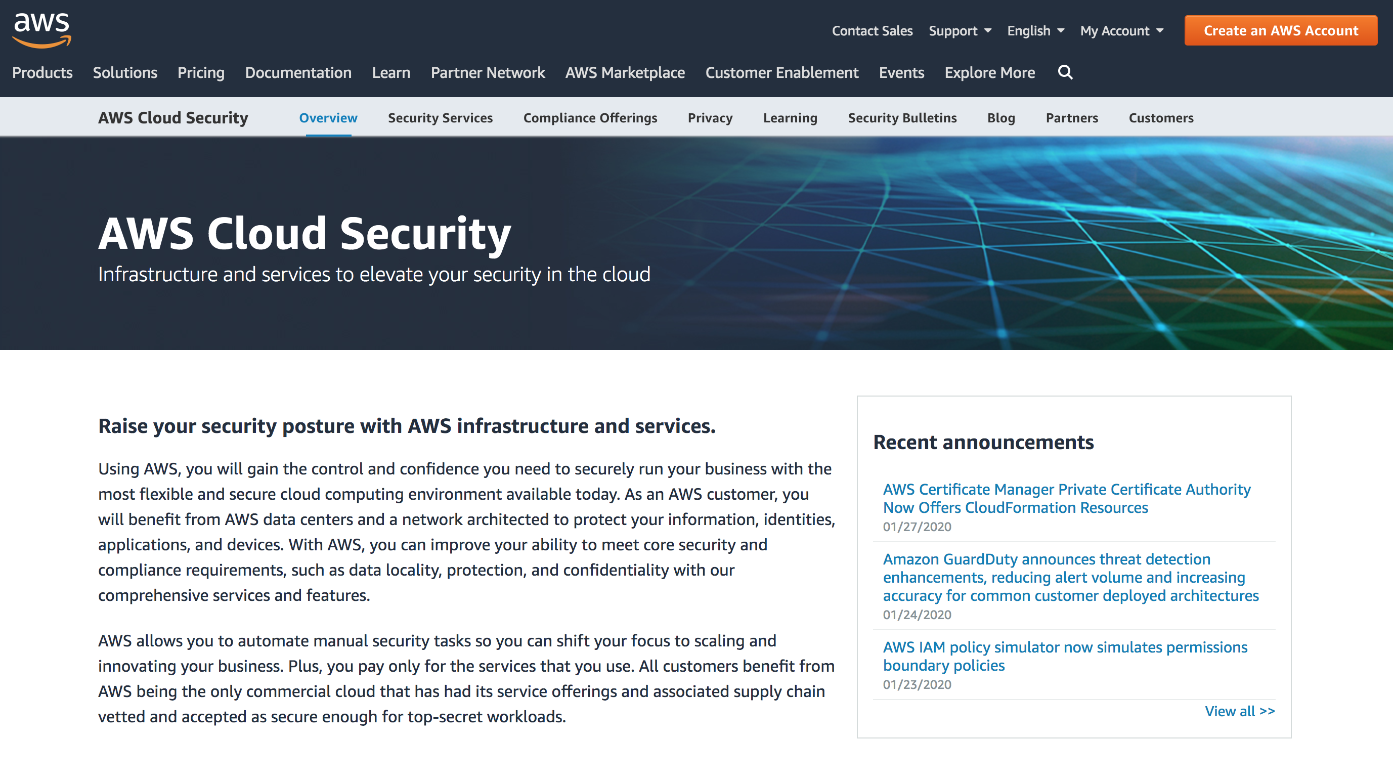 A redirect to Amazon’s cloud security portal
