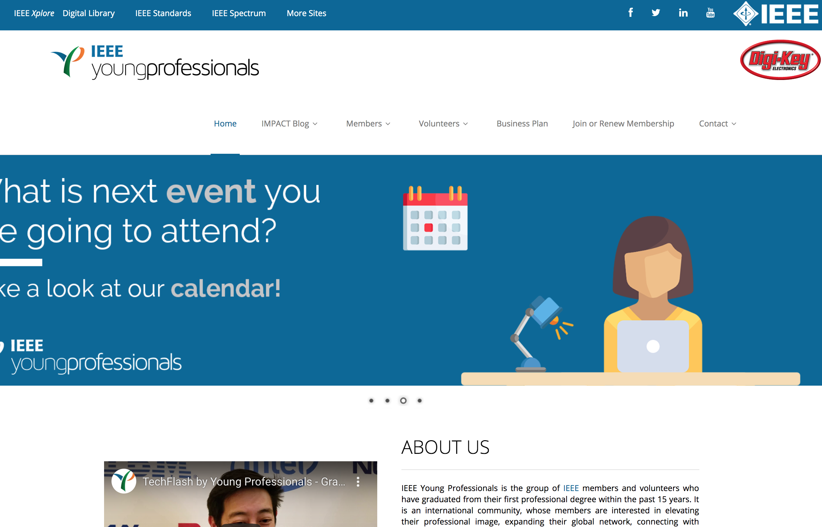 IEEE’s redirect to the Young Professionals page within their corporate site