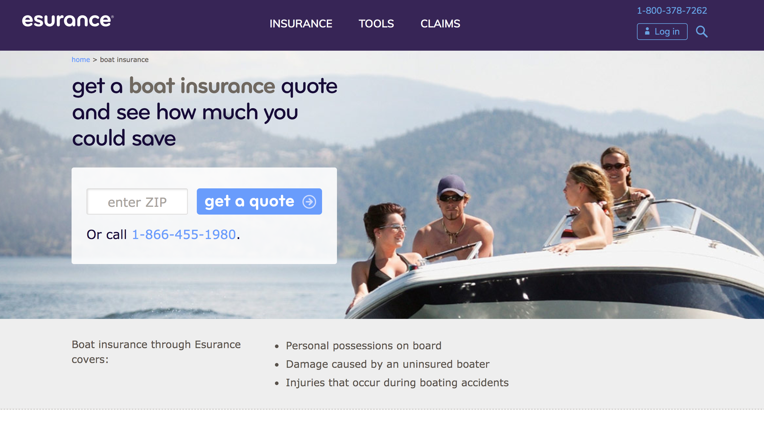 The boat insurance site from Esurance