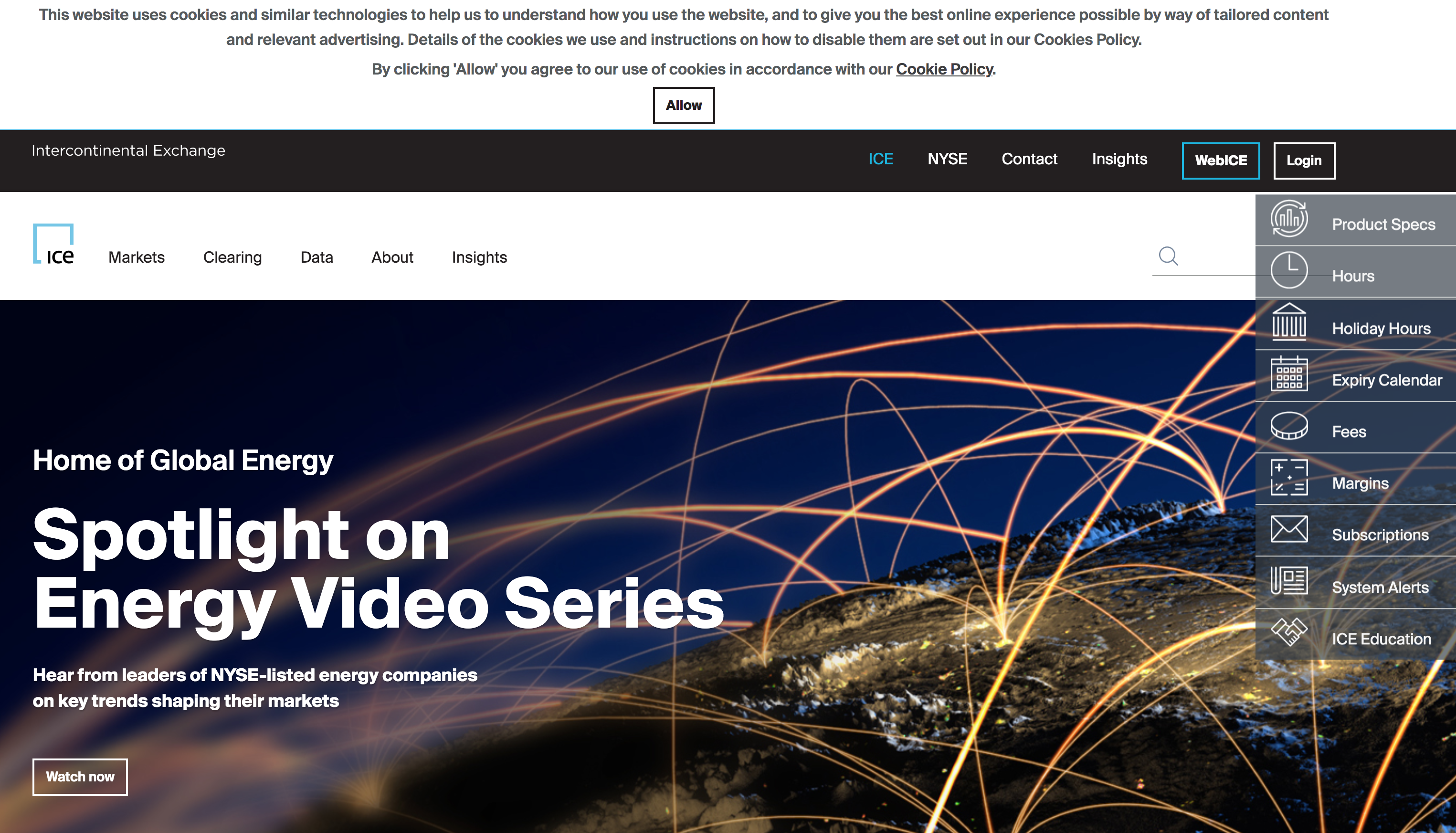 Intercontinental Exchange's redirect to their corporate home page